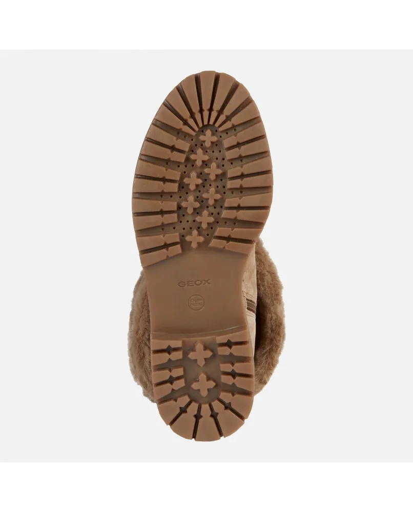 GEOX DAMIANA D36QCA stivale pelliccia pelle nabuk caramello