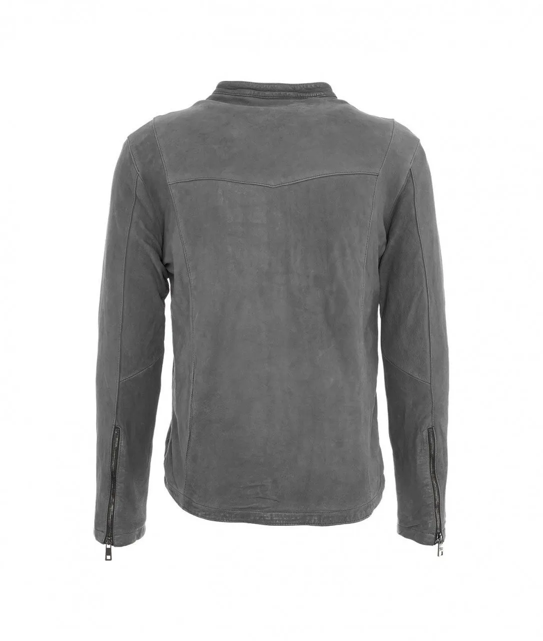 Giacca biker in pelle grigio grigio