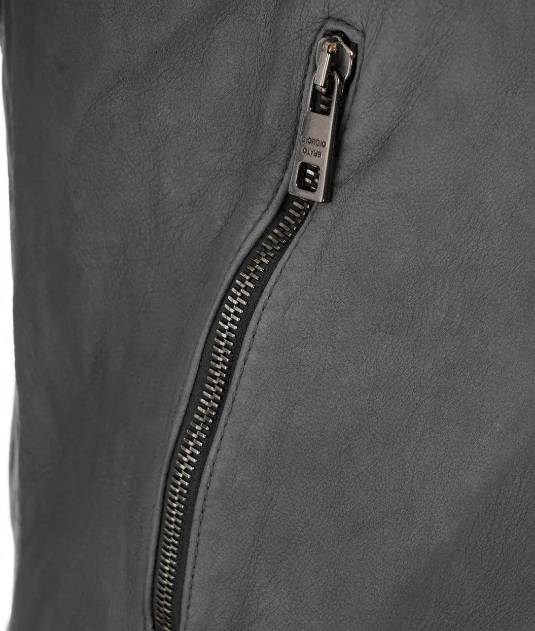Giacca biker in pelle grigio grigio