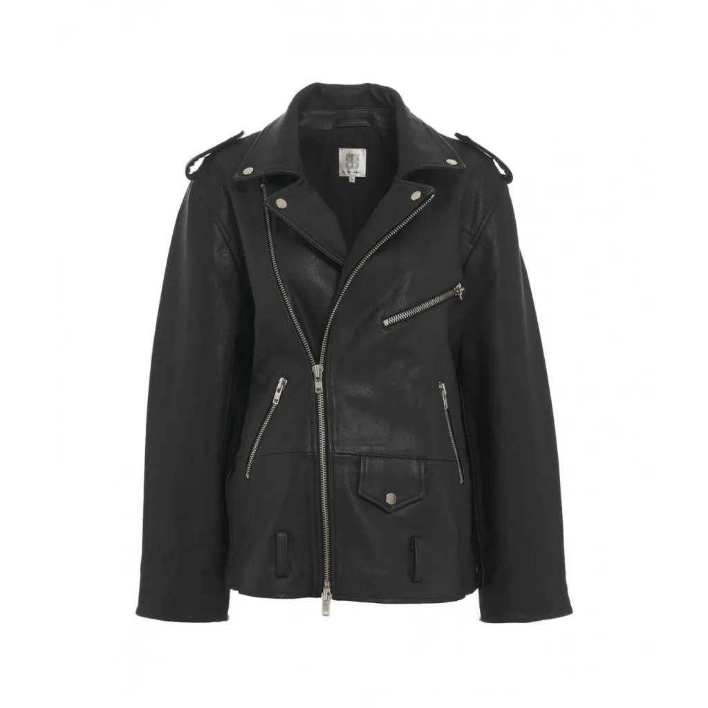 Giacca biker in pelle nero