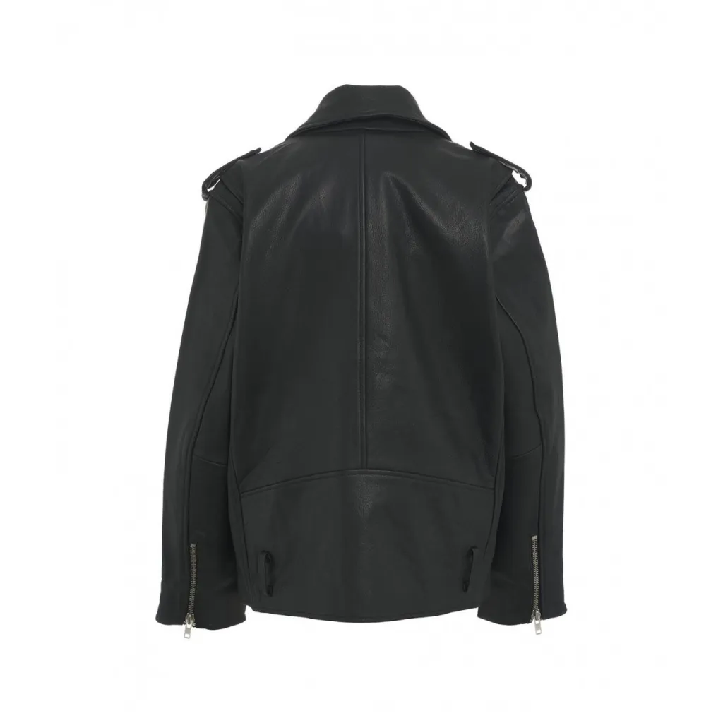 Giacca biker in pelle nero