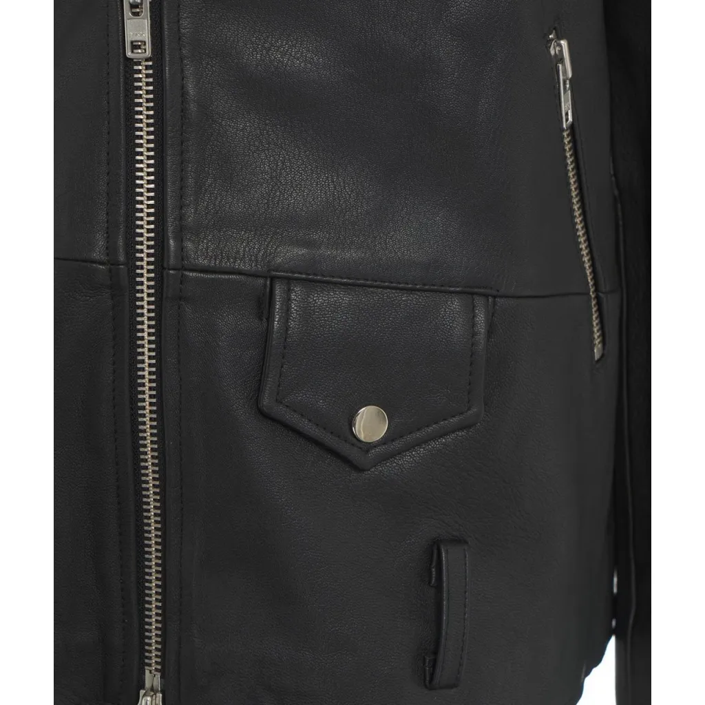 Giacca biker in pelle nero