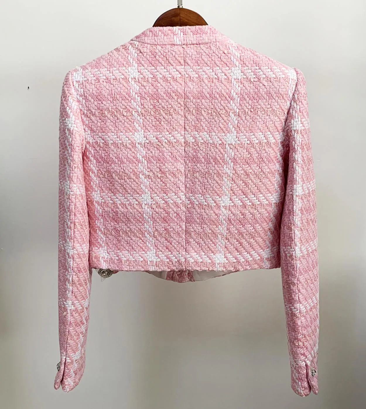 Giacca da donna di design 2022 più recente di alta qualità Giacche da giacca corta in tweed scozzese con bottoni in misto lana
