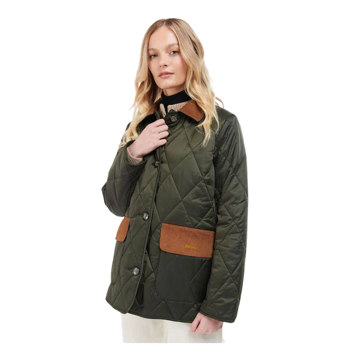 Giubbino Donna Barbour Trapuntato Bragar Verde