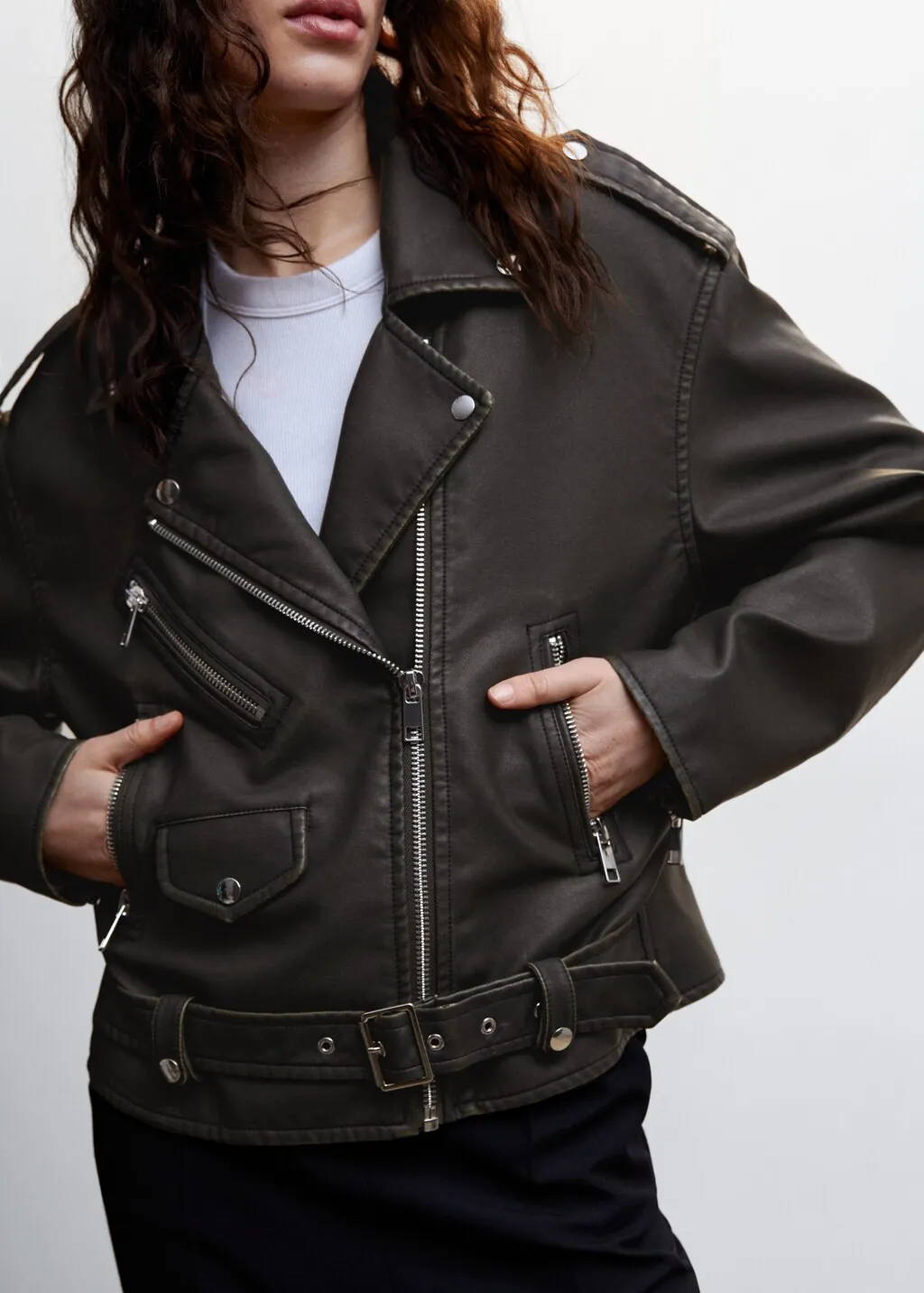 Giubbotto biker effetto consumato