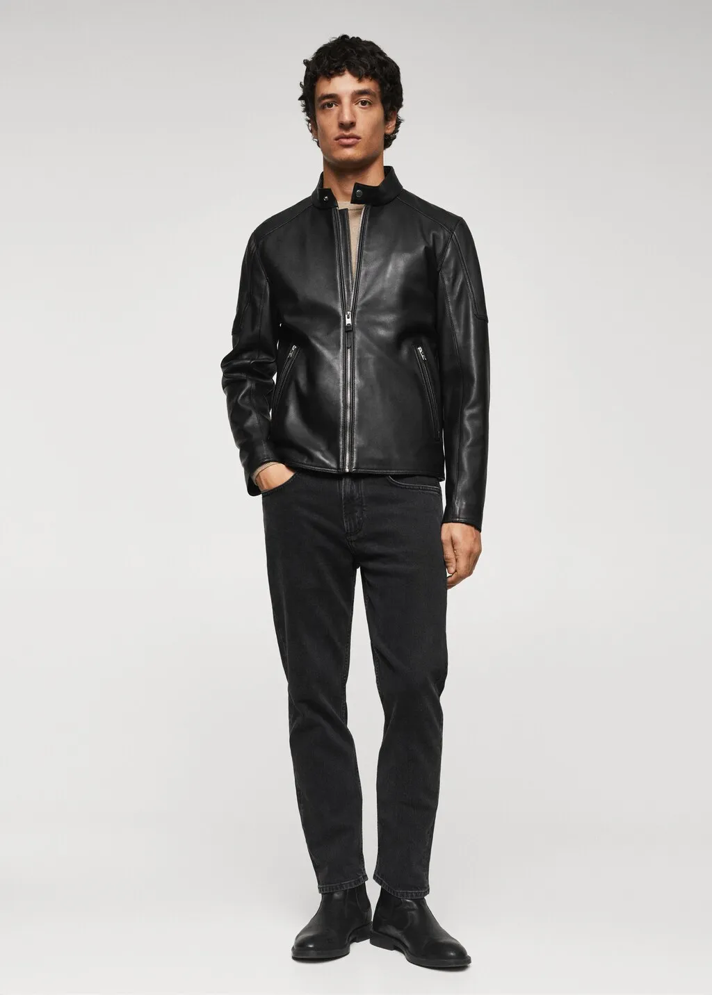 Giubbotto biker pelle zip