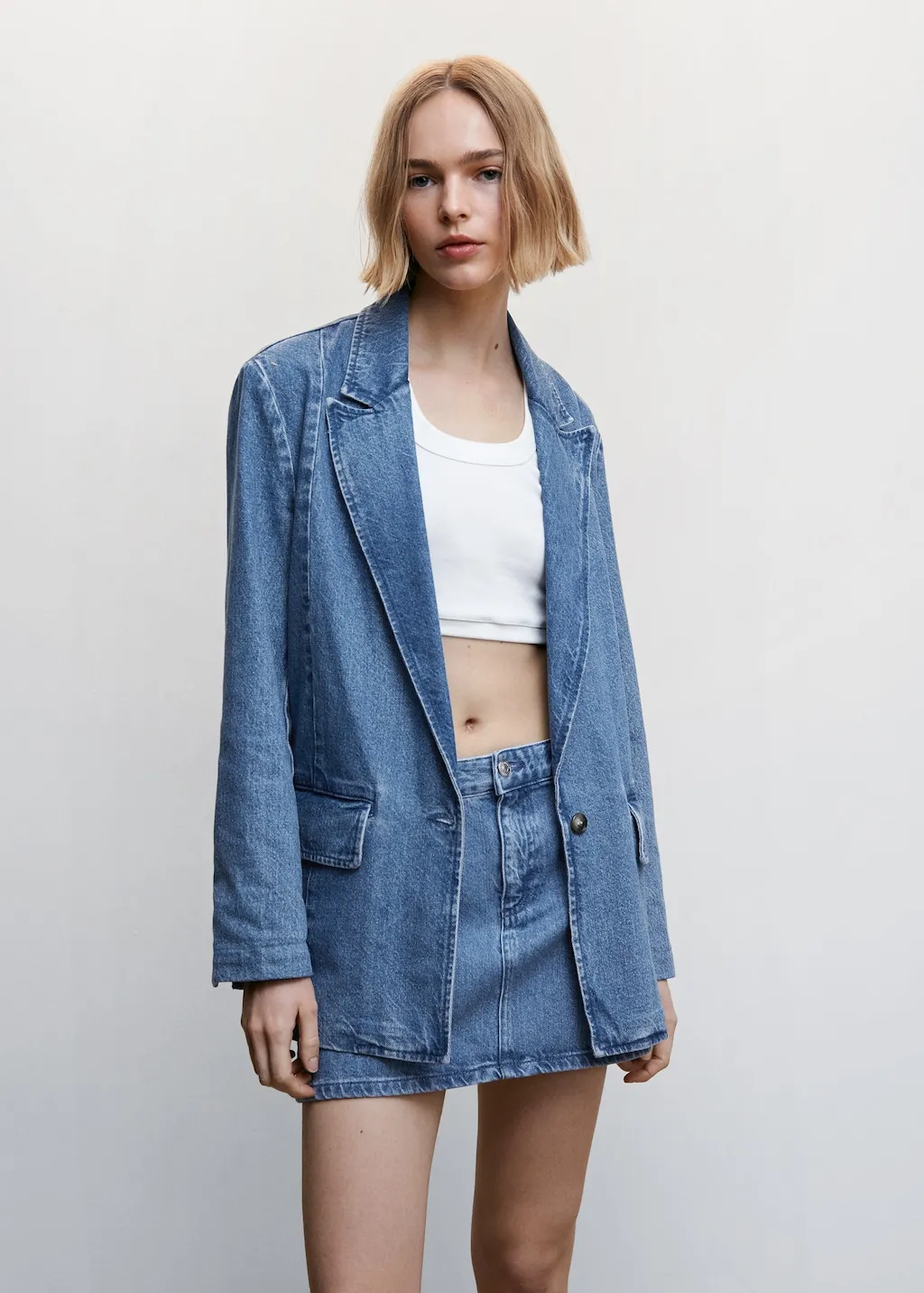 Giubbotto denim tasche
