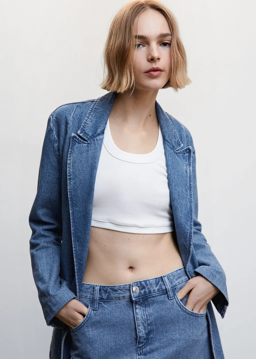 Giubbotto denim tasche