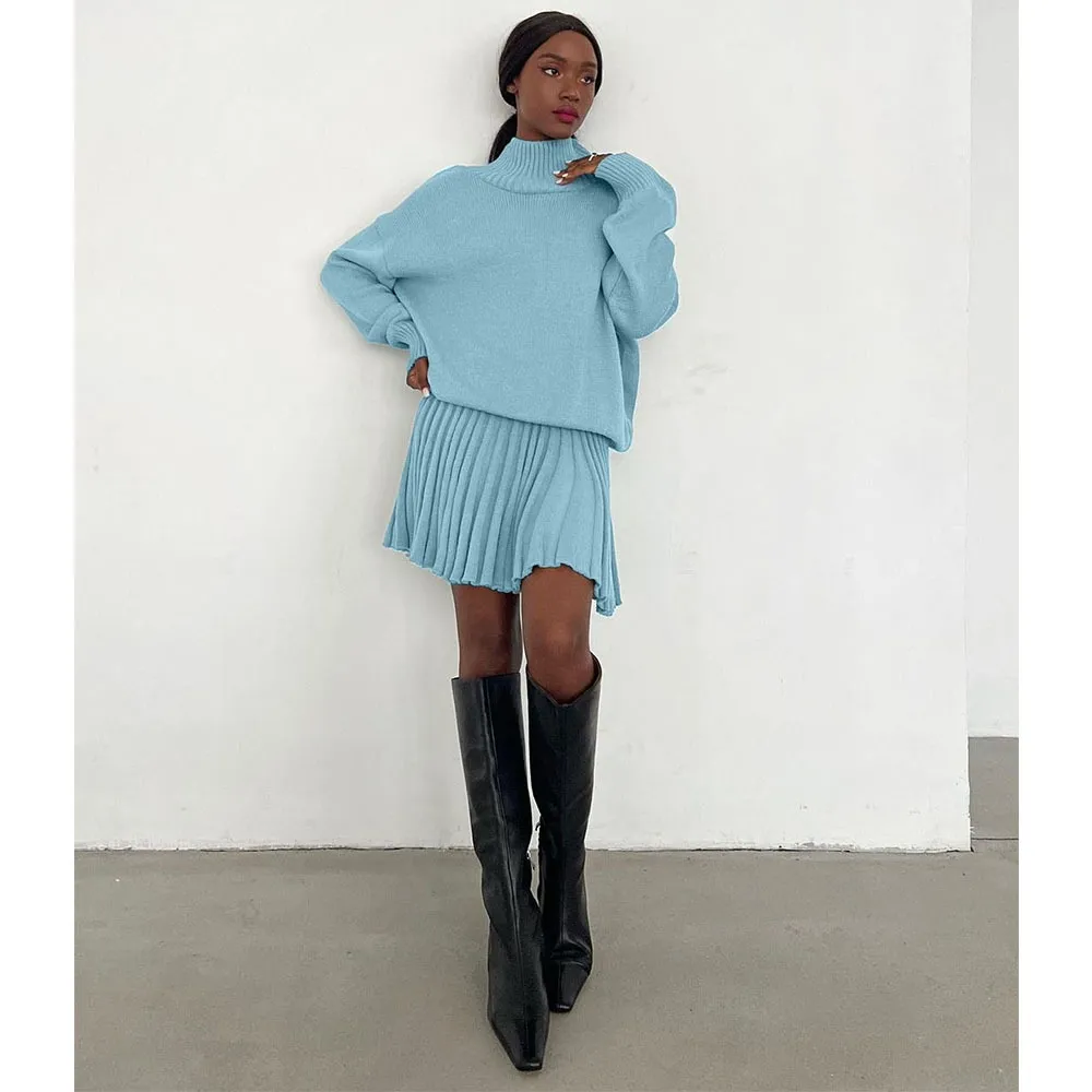 Gonna a pieghe lavorata a maglia e temperamento elegante da donna autunno e inverno 2022 Pendolarismo a vita alta A-line lavorat