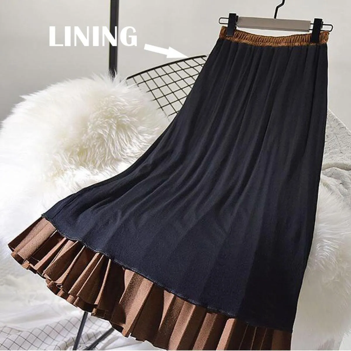 Gonna da donna stile inglese in pelle scamosciata autunno inverno gonna midi in pelle scamosciata da donna elegante