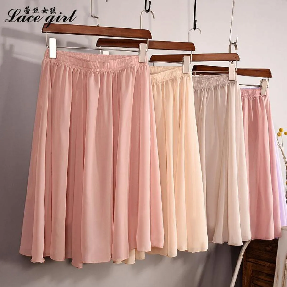 Gonna in chiffon a vita alta a 23 colori delle nuove donne di moda Gonna midi a pieghe a pieghe da spiaggia casual da donna esti