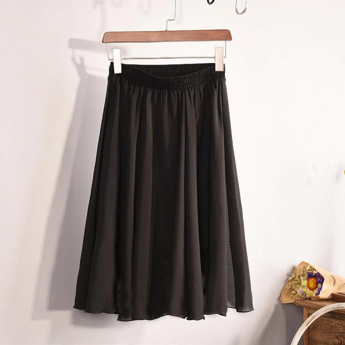 Gonna in chiffon a vita alta a 23 colori delle nuove donne di moda Gonna midi a pieghe a pieghe da spiaggia casual da donna esti