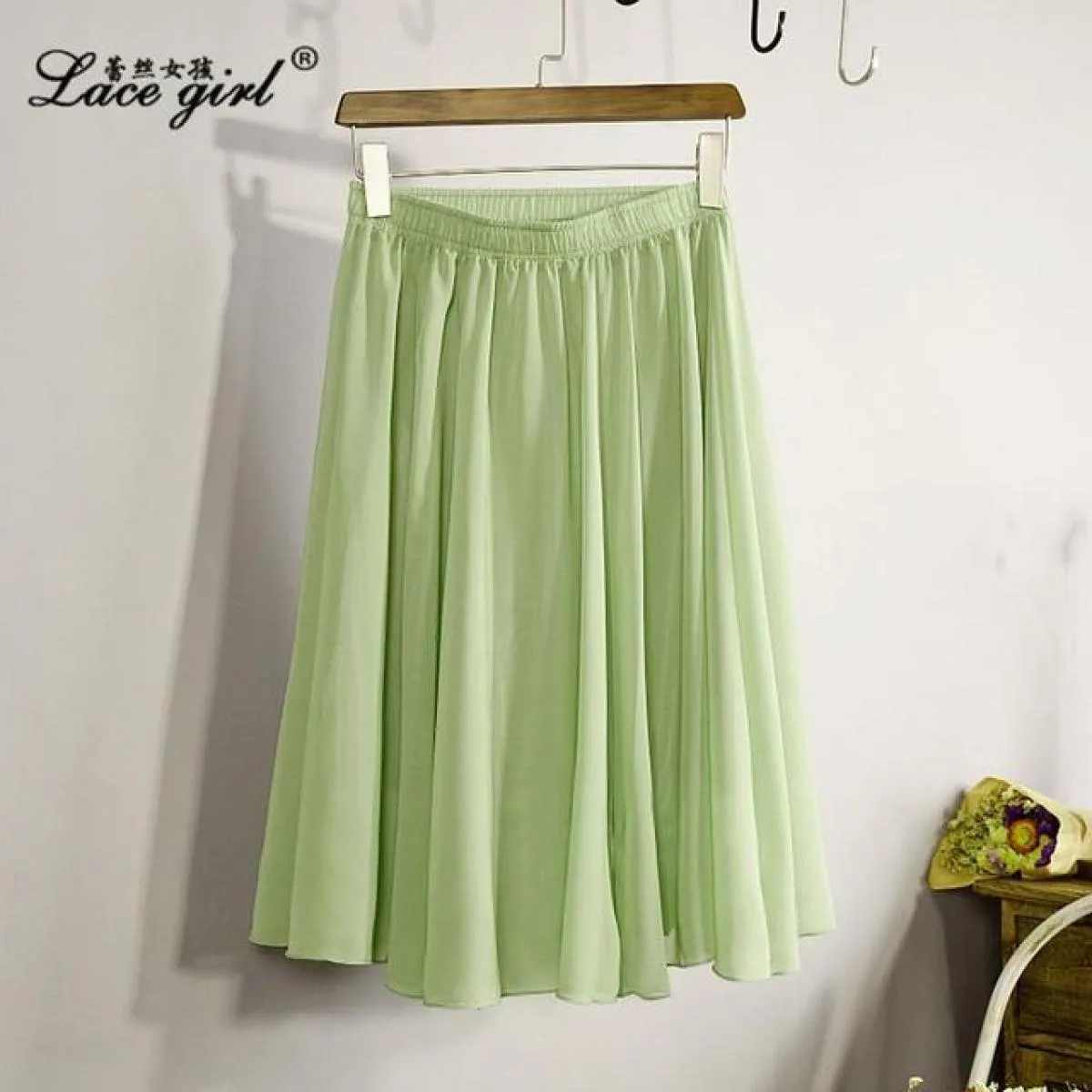 Gonna in chiffon a vita alta a 23 colori delle nuove donne di moda Gonna midi a pieghe a pieghe da spiaggia casual da donna esti