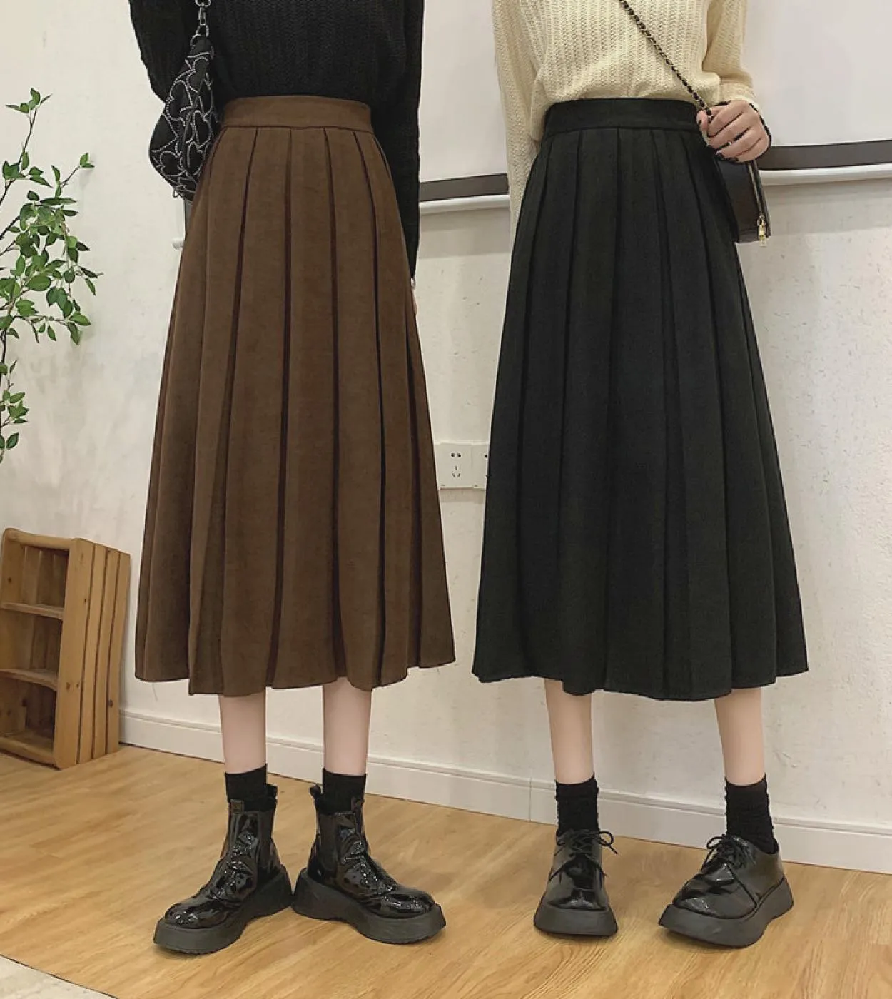 Gonna longuette donna 2022 primavera elegante gonne lunghe a pieghe moda ragazze gonna rossa a vita alta elastica gonne autunnal