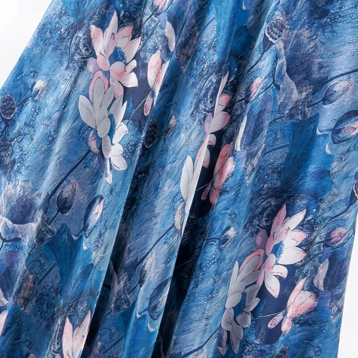 Gonna maxi retrò in chiffon a doppio strato con pieghe floreali in vita elastica classica da donna, gonna leggera da spiaggia fl