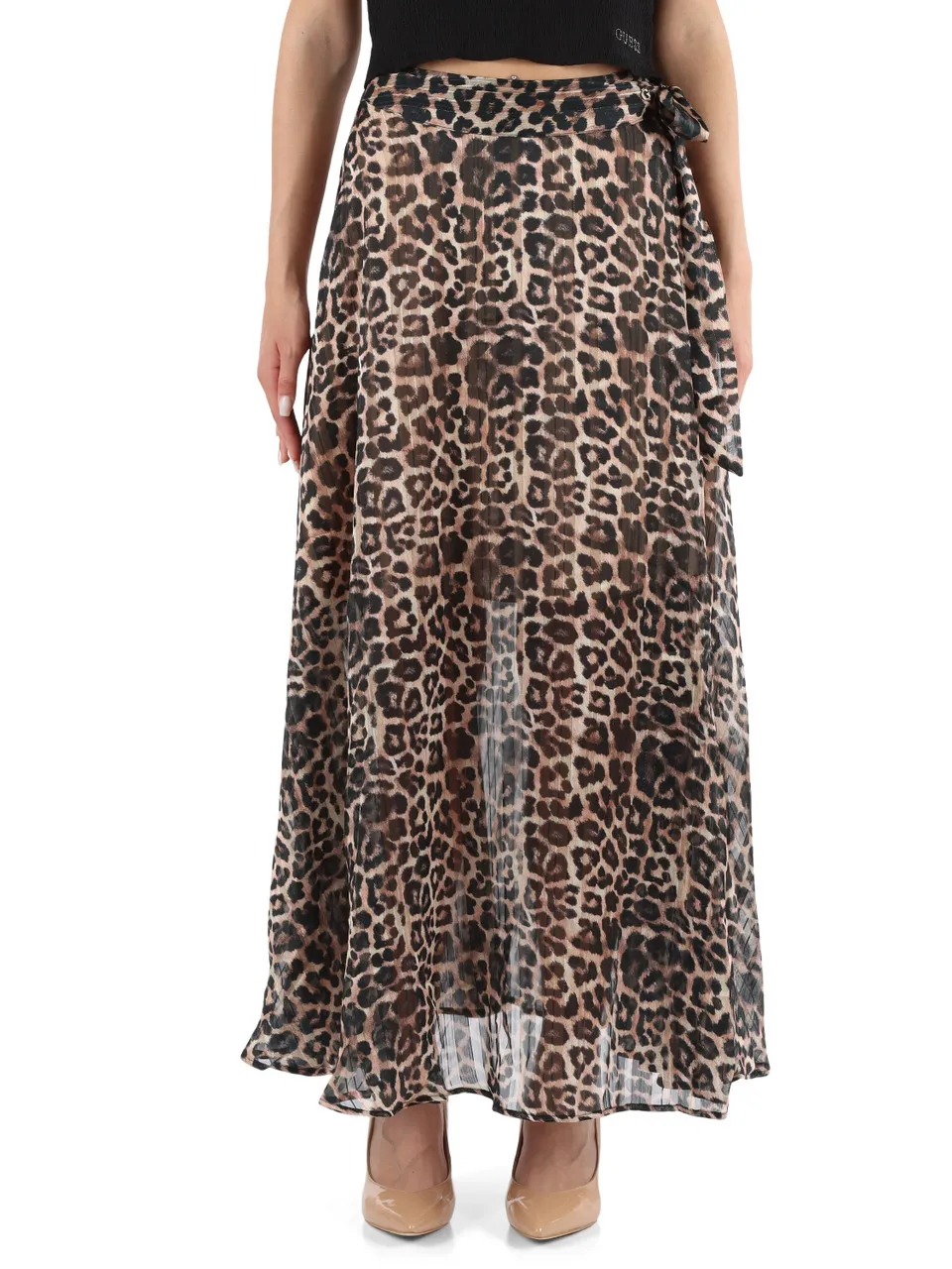 Gonna midi a portafoglio in chiffon