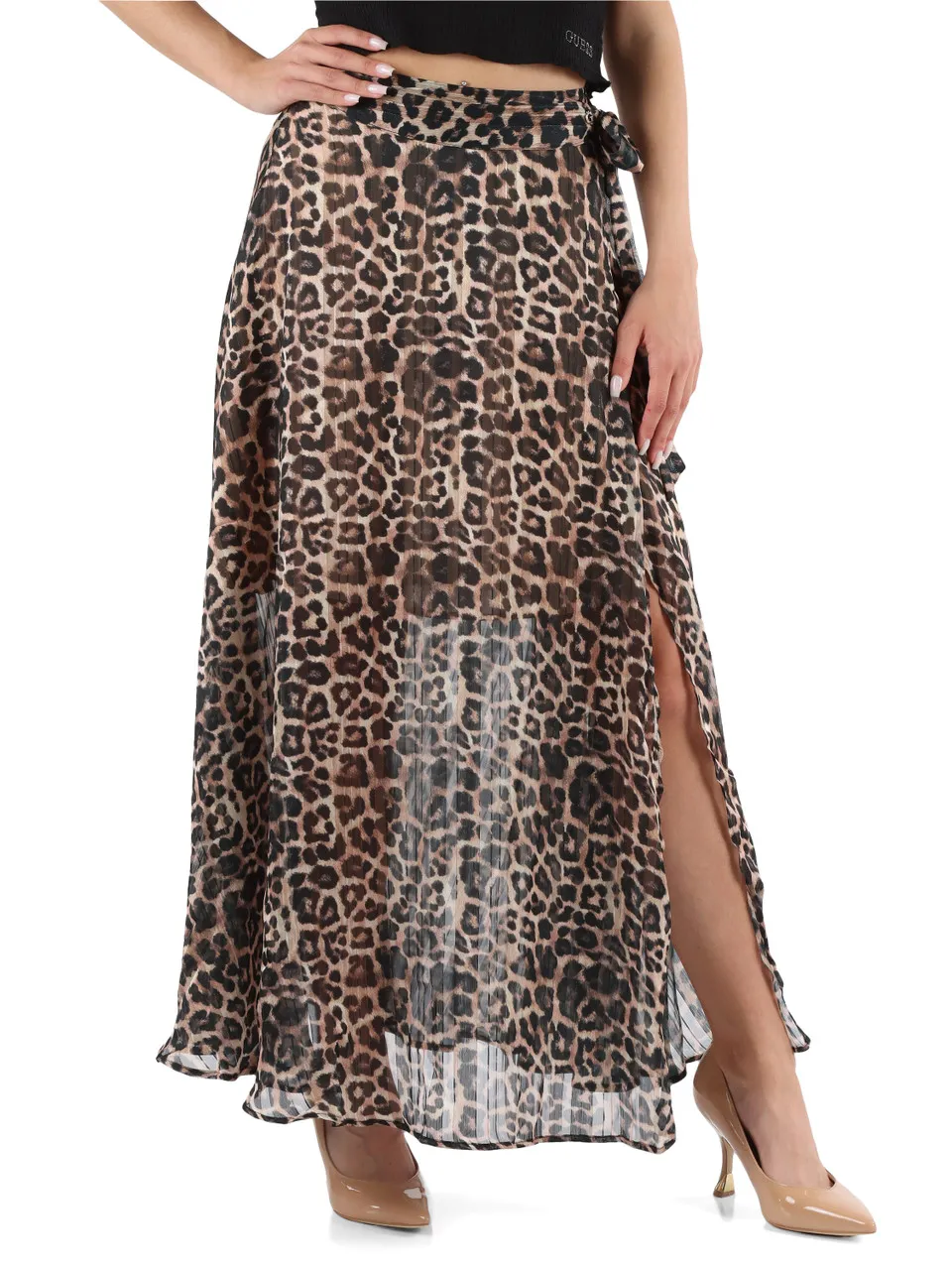 Gonna midi a portafoglio in chiffon