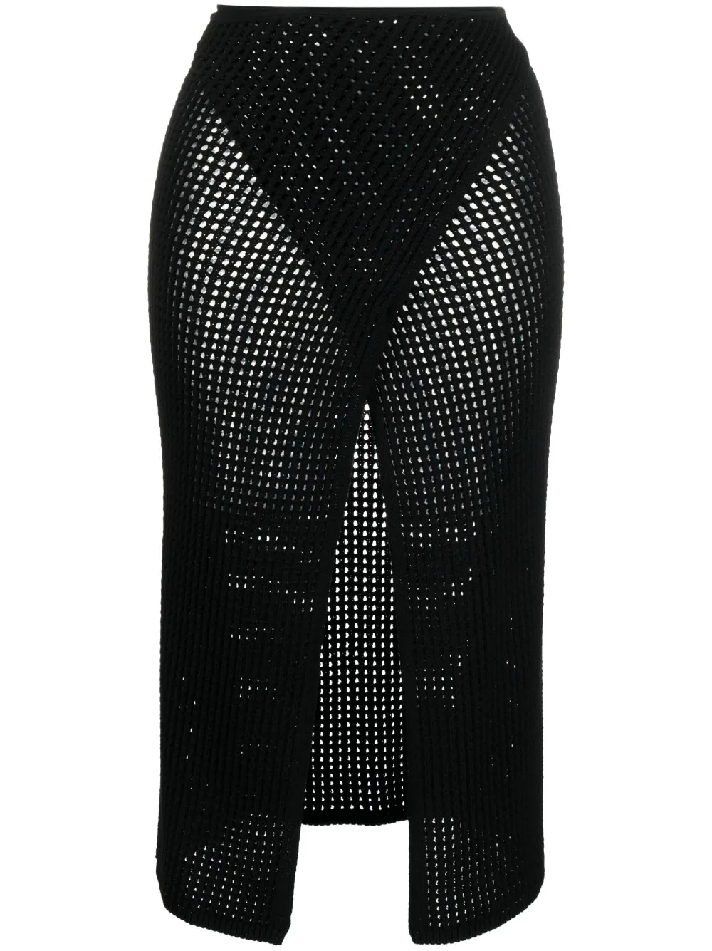 Gonna midi all'uncinetto in nero - donna