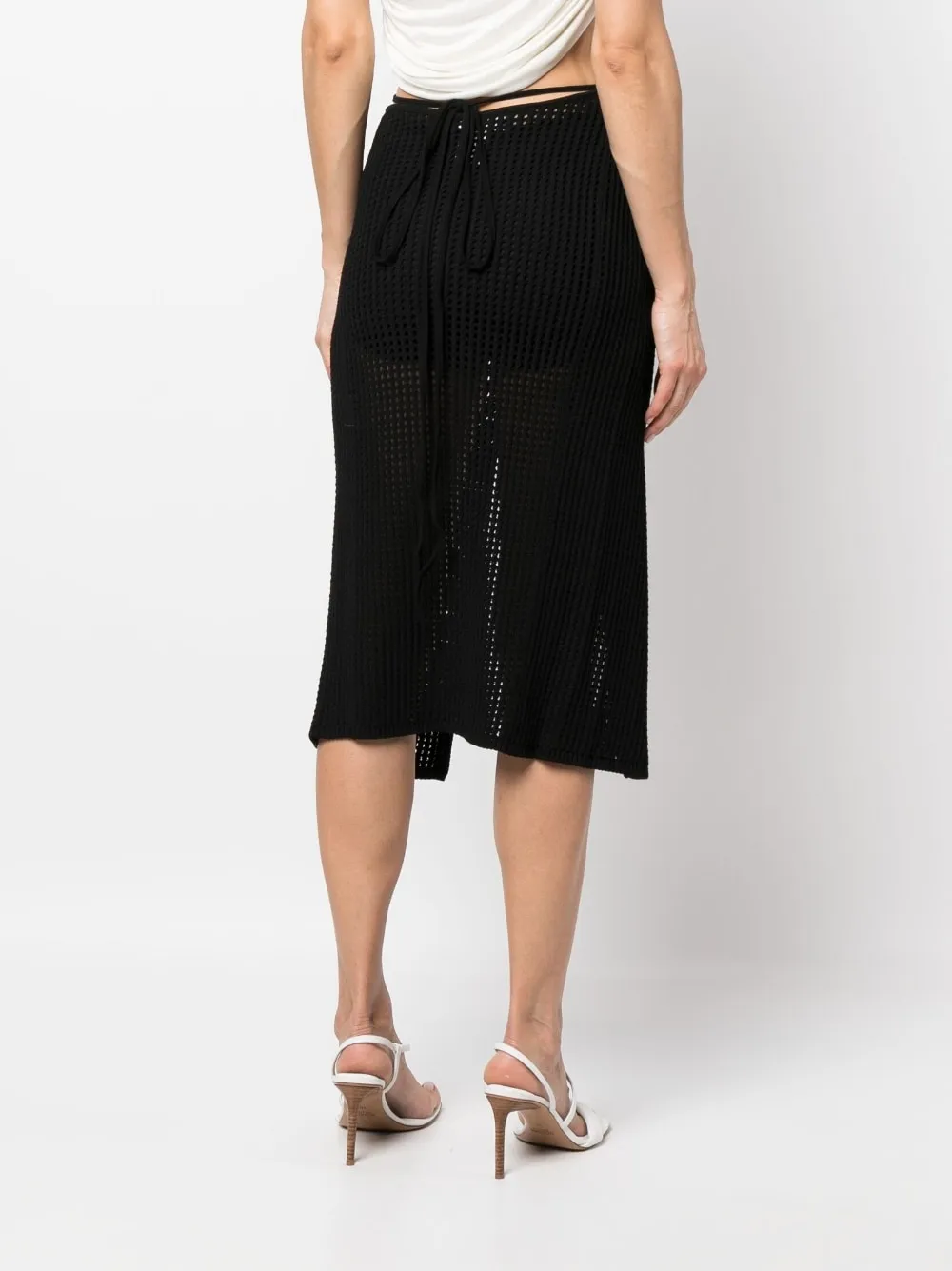 Gonna midi all'uncinetto in nero - donna