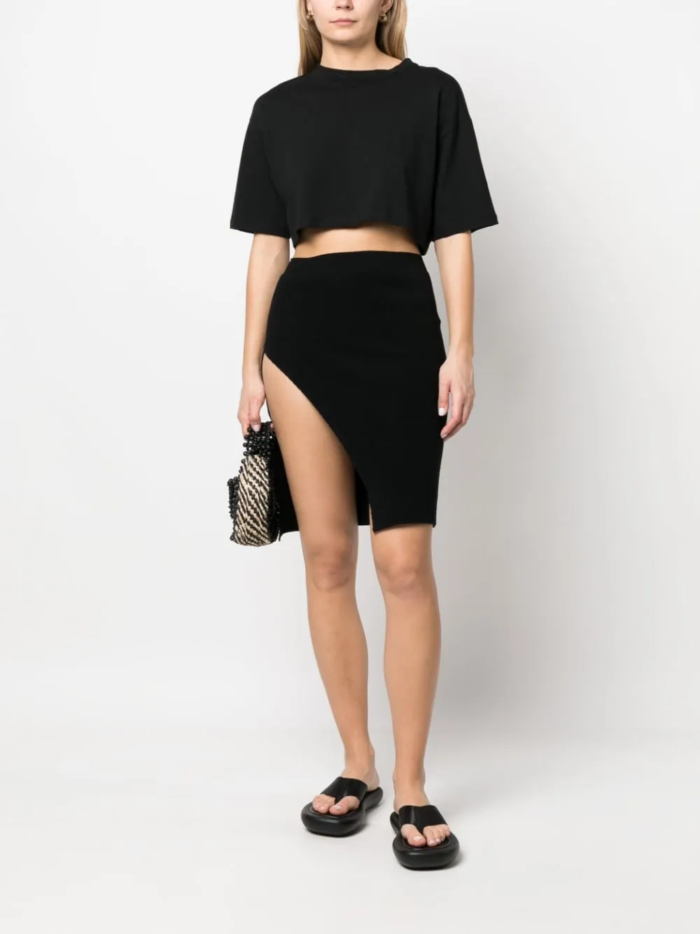 Gonna midi asimmetrica in nero - donna