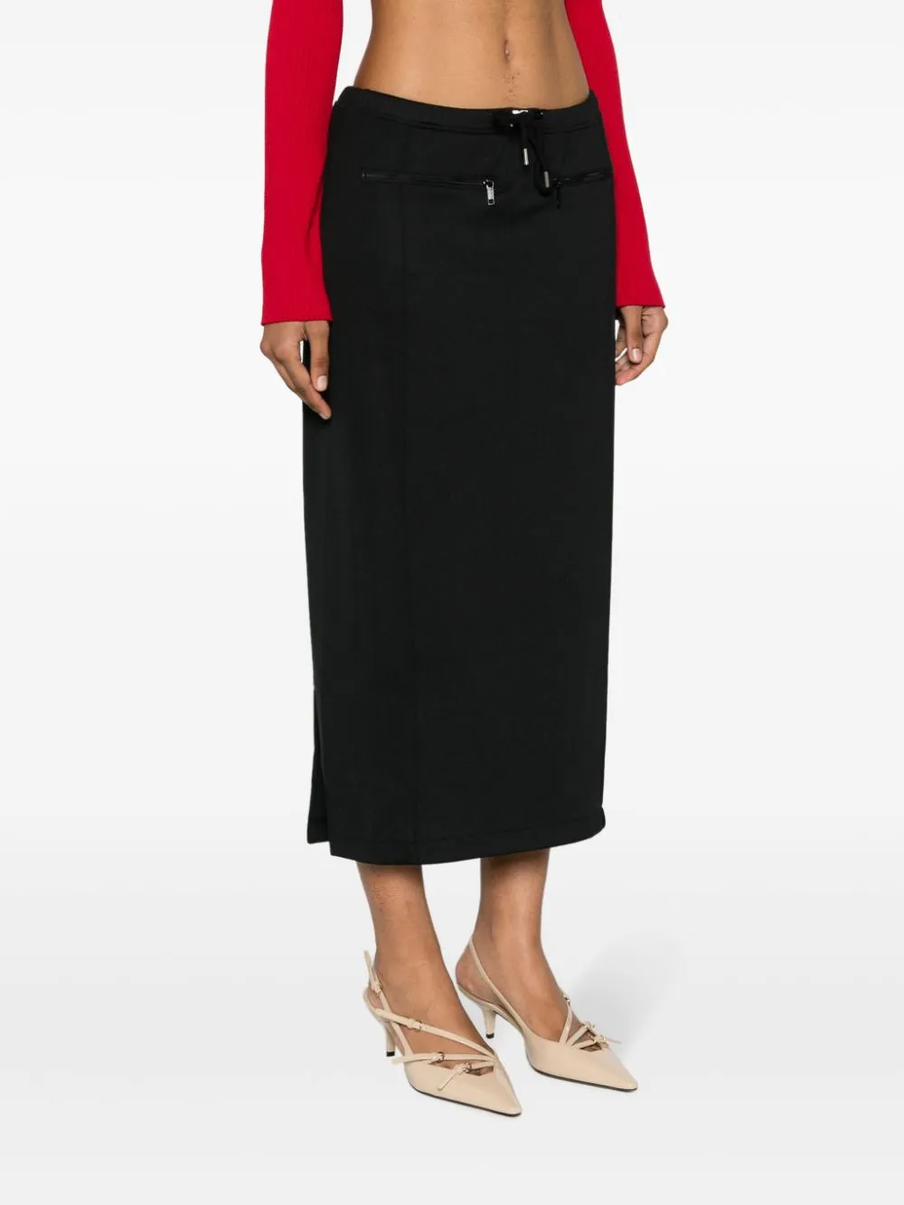 Gonna midi con applicazione in nero - donna