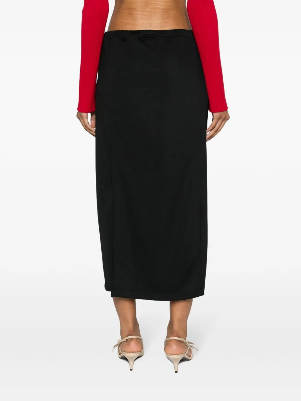 Gonna midi con applicazione in nero - donna