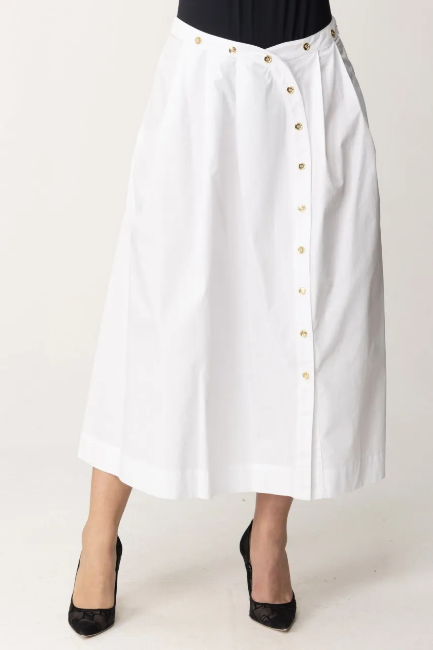 Gonna midi con bottoni asimmetrici BIANCO BRILL