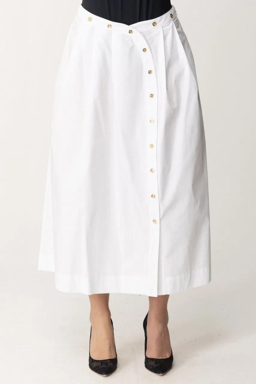 Gonna midi con bottoni asimmetrici BIANCO BRILL