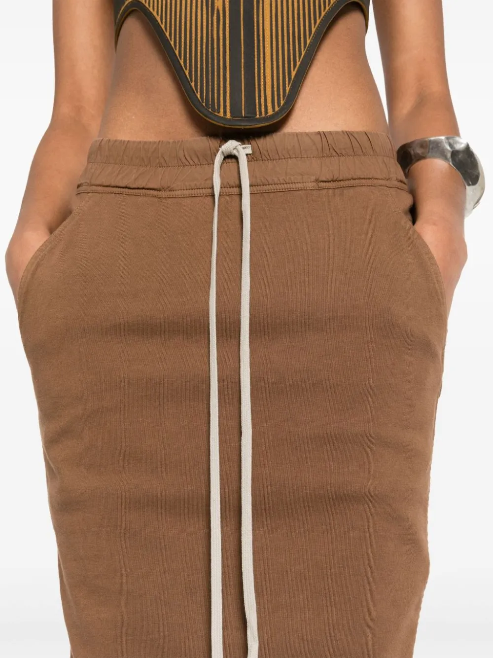 Gonna midi con coulisse in marrone - donna