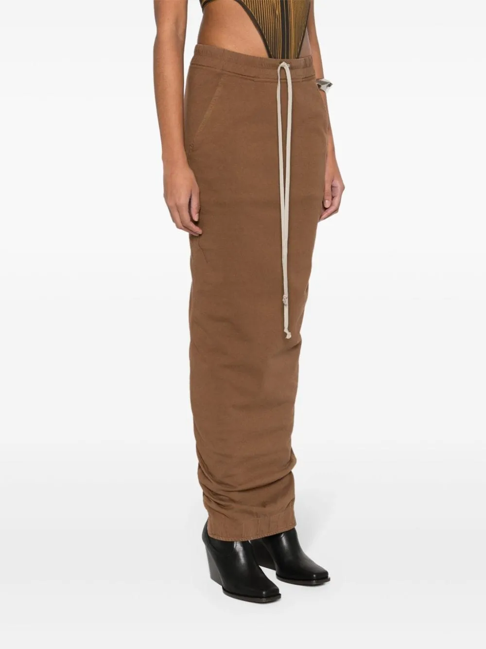 Gonna midi con coulisse in marrone - donna