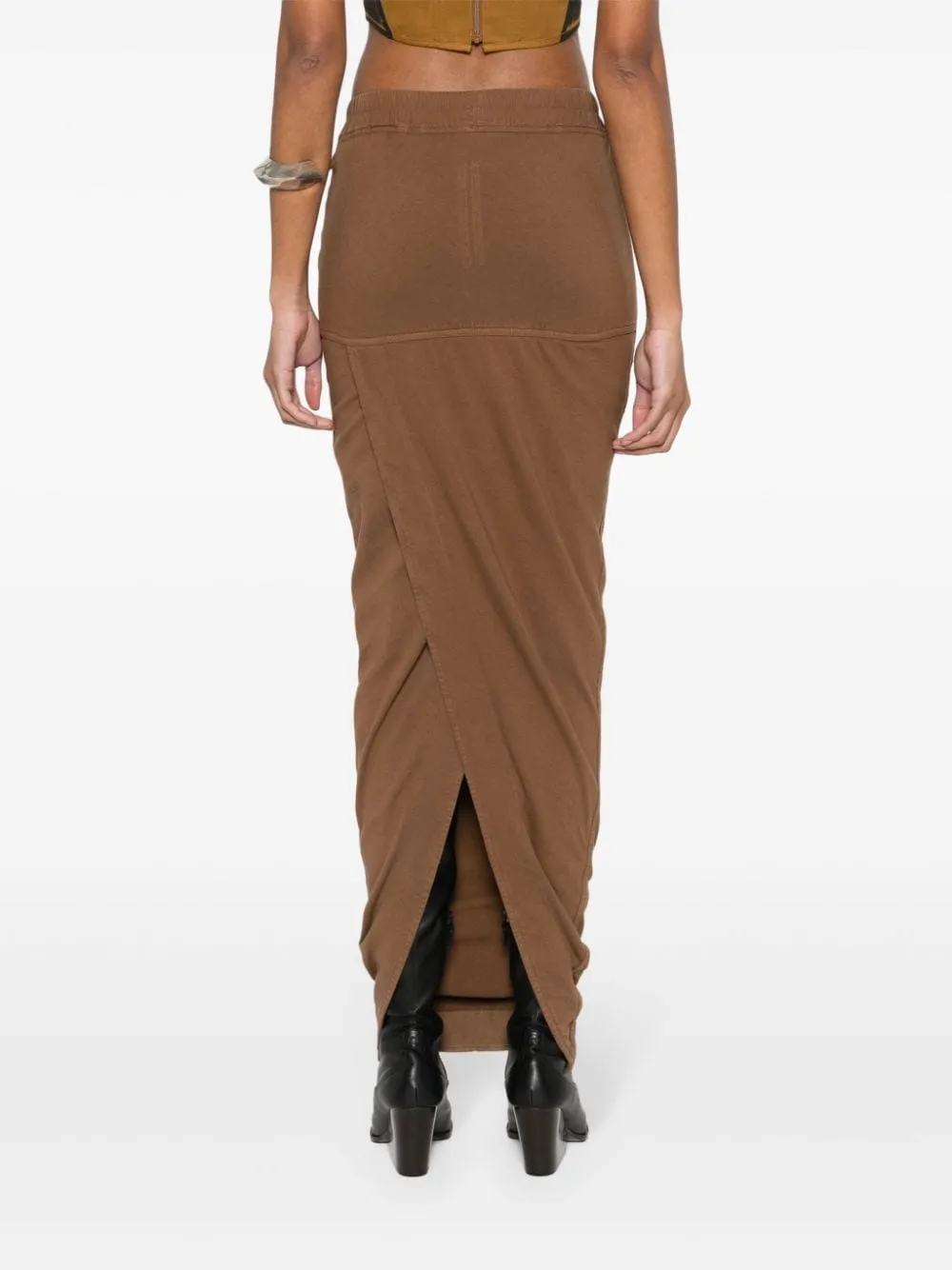 Gonna midi con coulisse in marrone - donna