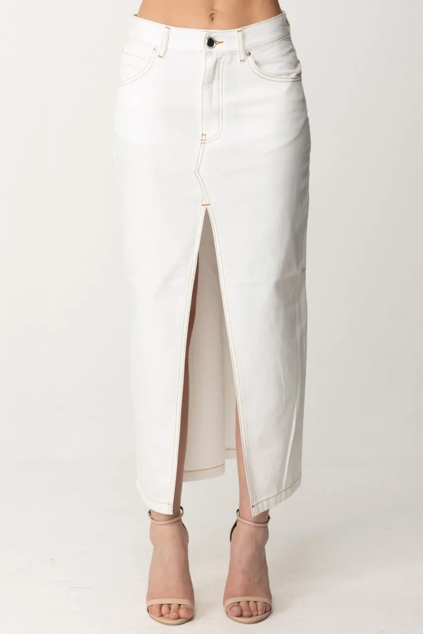 Gonna midi con spacco BIANCO-BIANCANEVE
