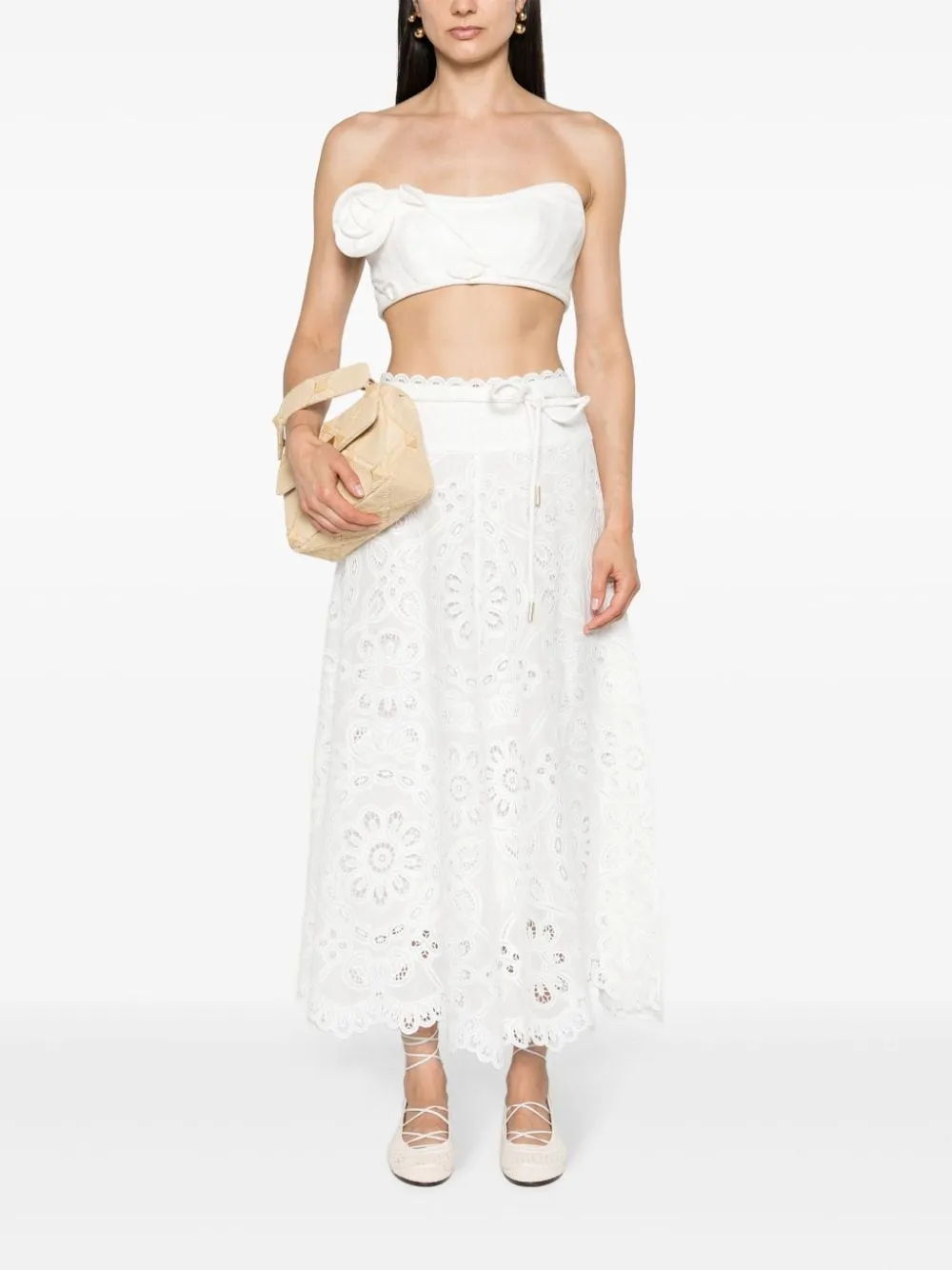 Gonna midi svasata Ottie in bianco zimmermann - donna