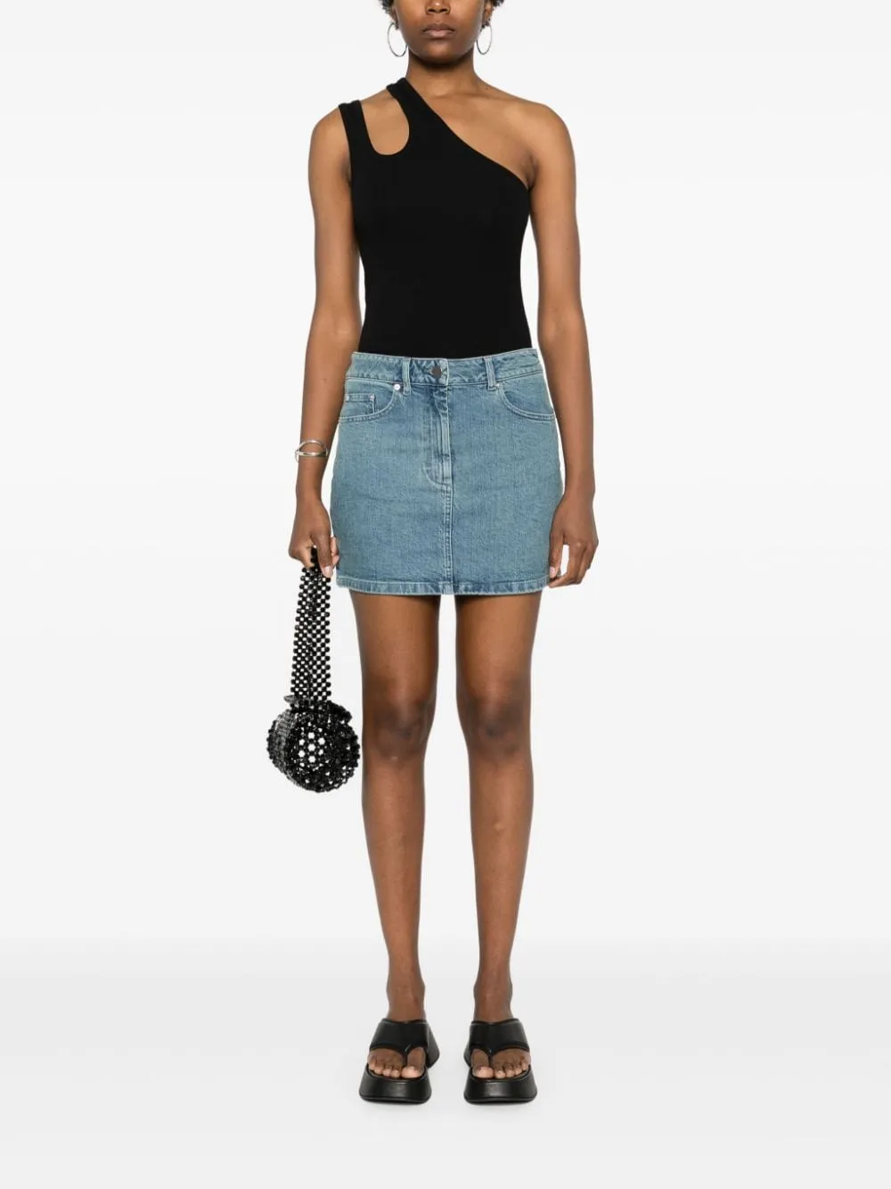 Gonna mini in denim in blu Remain - donna