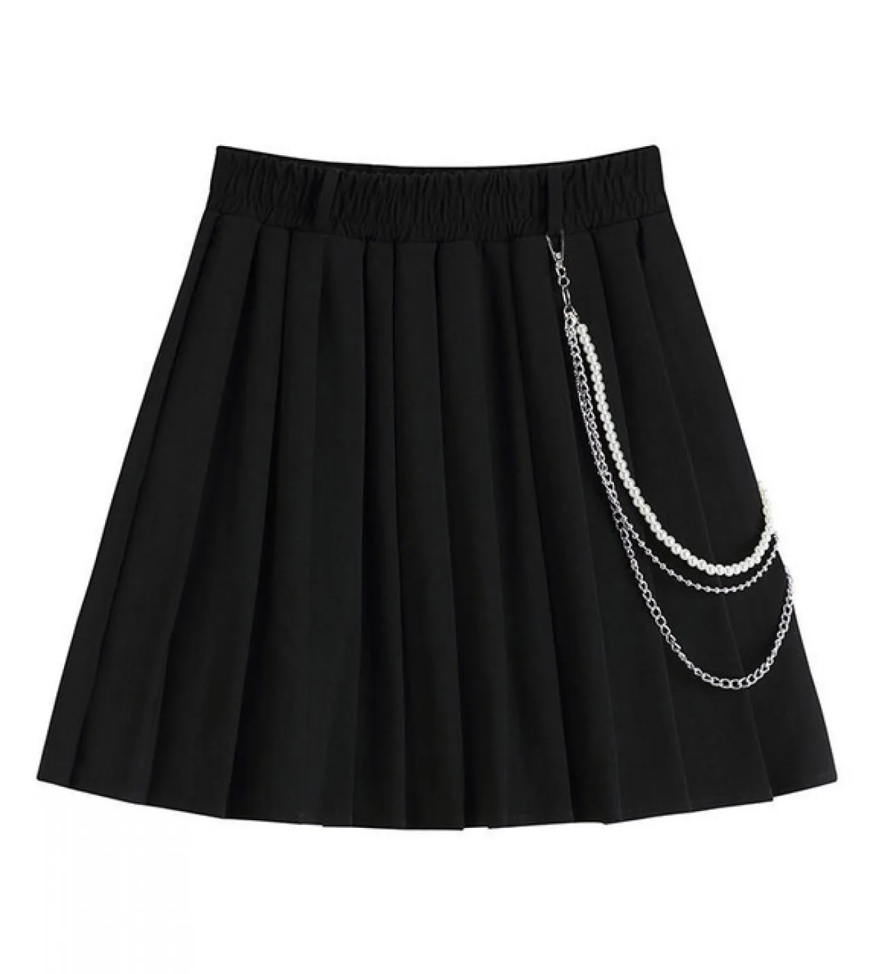 Gonne a pieghe gotiche nere a vita alta Gonna donna Aline Estate Harajuku Minigonne femminili Stile preppy Lady Shor