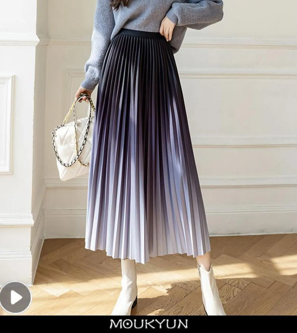 Gonne lunghe a pieghe Gonne lunghe a pieghe sfumate da donna Gonne lunghe a pieghe alla moda