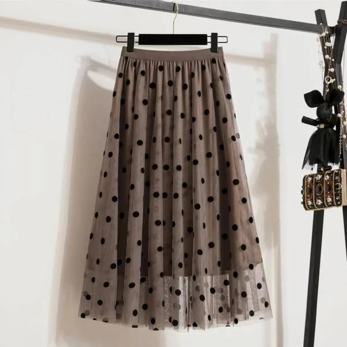 Gonne per donna  moda gonna lunga midi in tulle nero primavera estate nuova gonna in linea sci da donna Vintage Harajuku