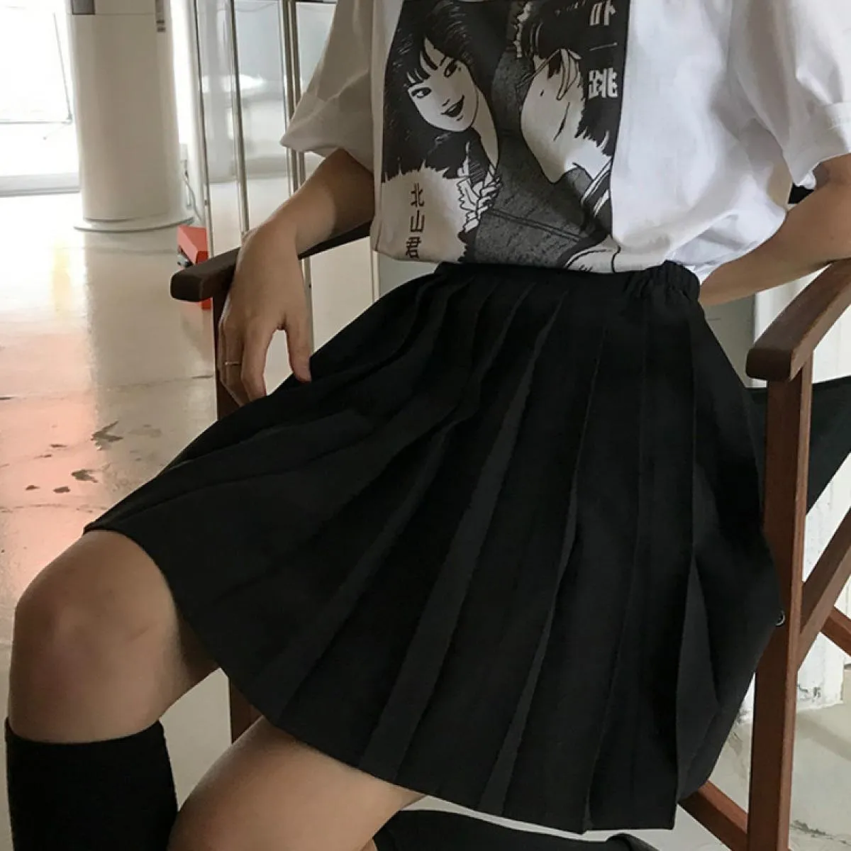 Gonne primaverili Lolita a pieghe Gonna a pieghe universitari Gonne a pieghe da donna