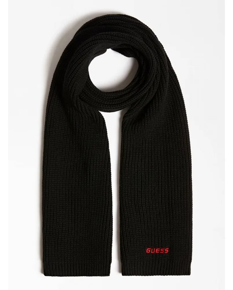 GUESS AM9023 sciarpa pashmina uomo invernale nero ricamo