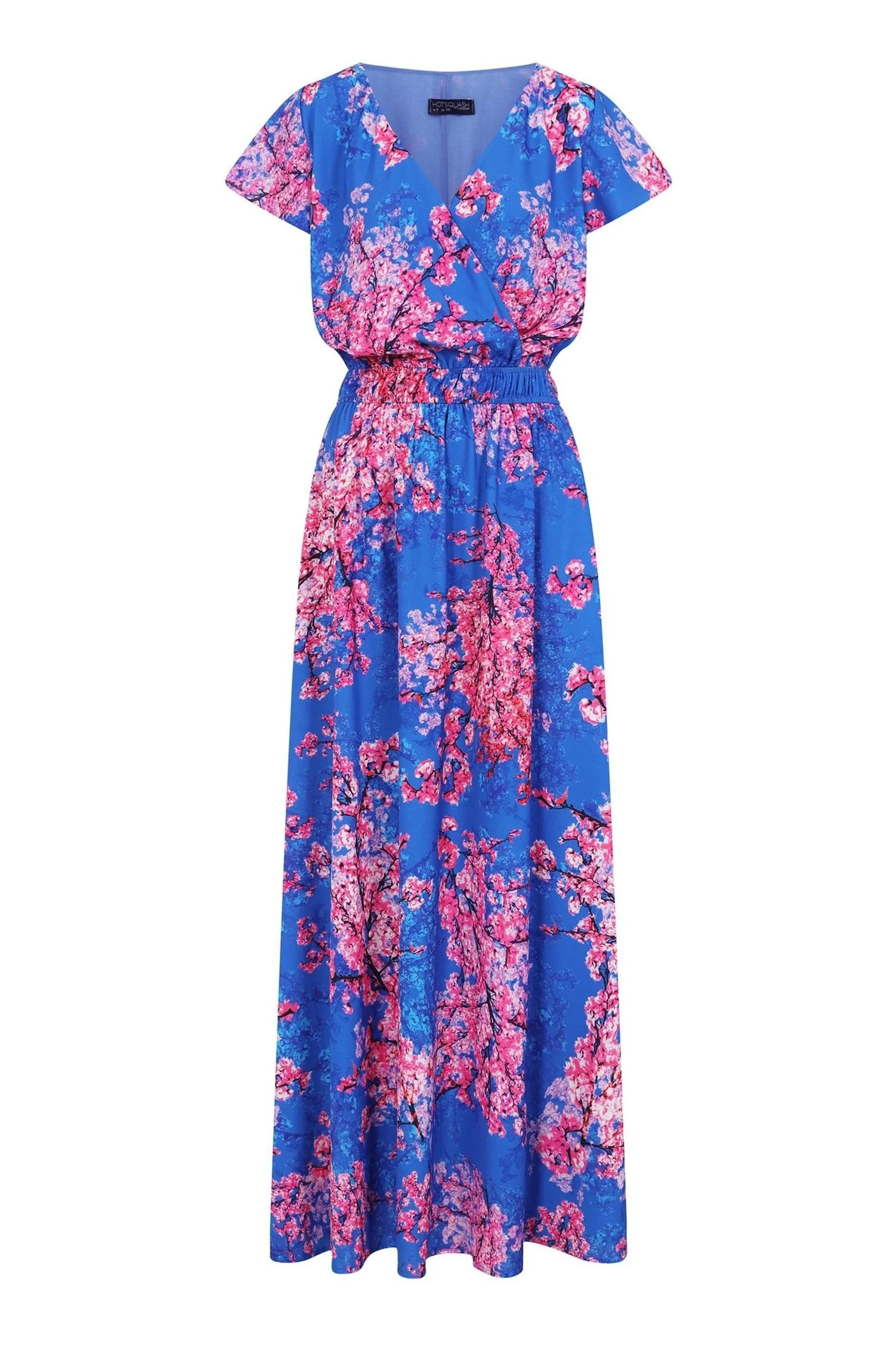 HotSquash - Blu - Abito maxi a portafoglio in chiffon