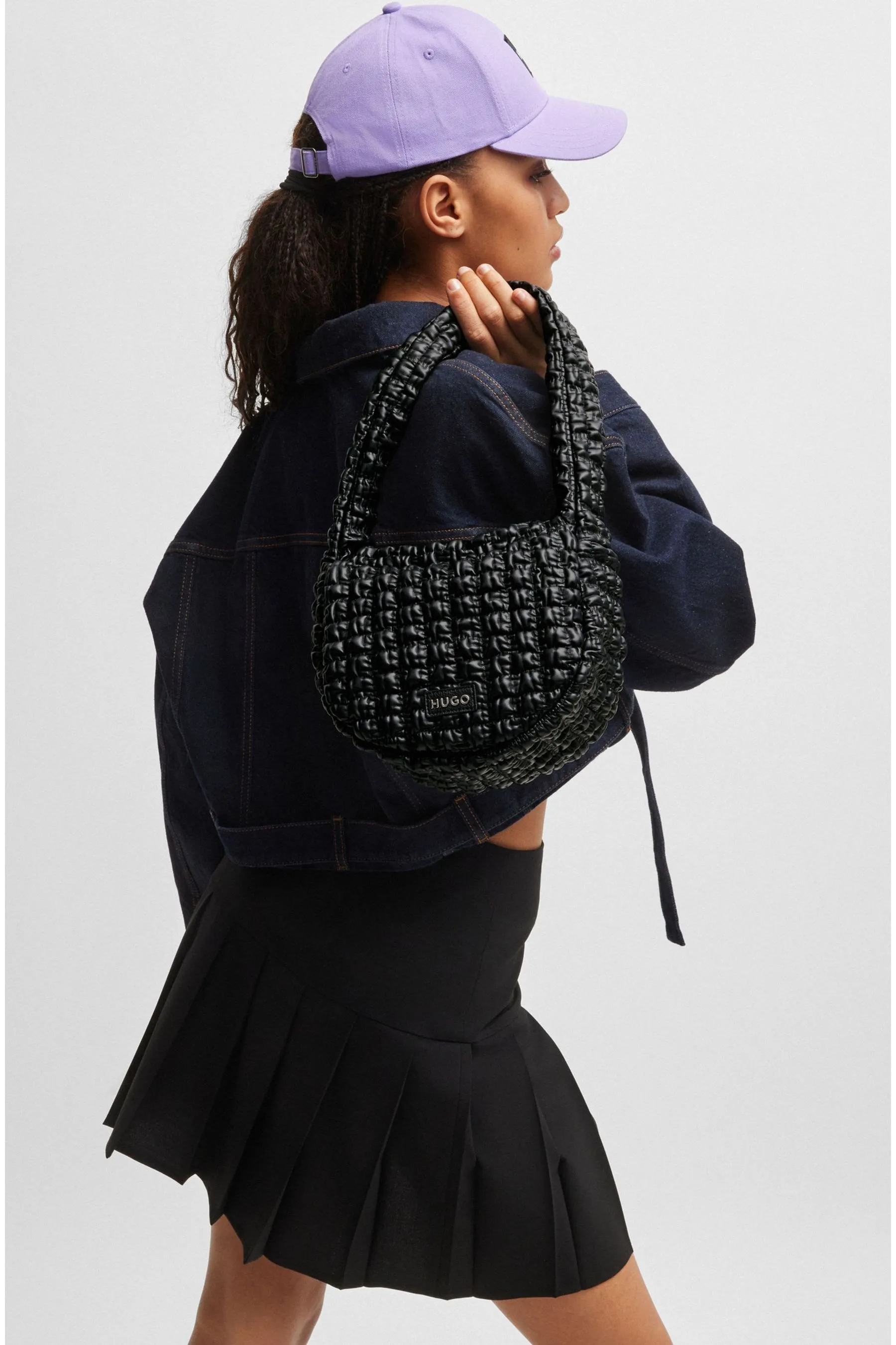 HUGO con Nero - Borsa in pelle sintetica effetto trapuntato