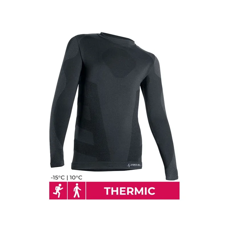 IRON-IC THERMIC MAGLIA TERMICA BAMBINO RAGAZZO FELPATA CALCIO RUNNING MULTISPORT - NERO