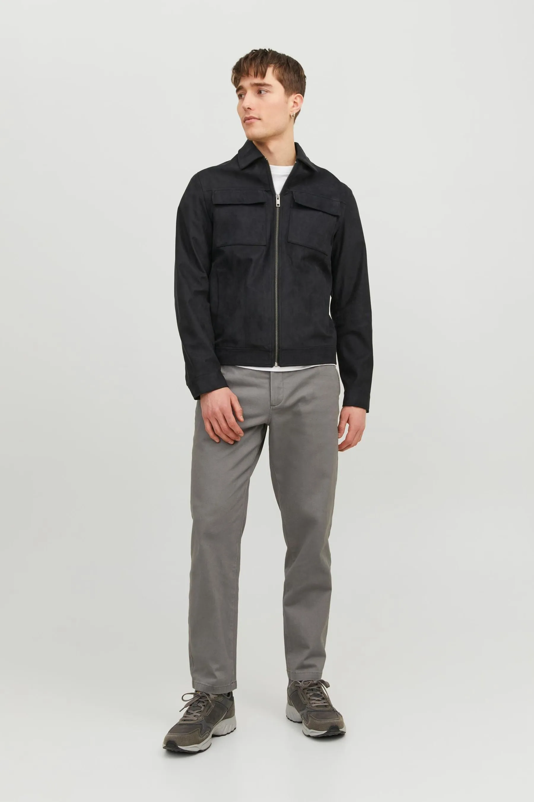 JACK & JONES - Giacca multitasche in pelle sintetica con zip