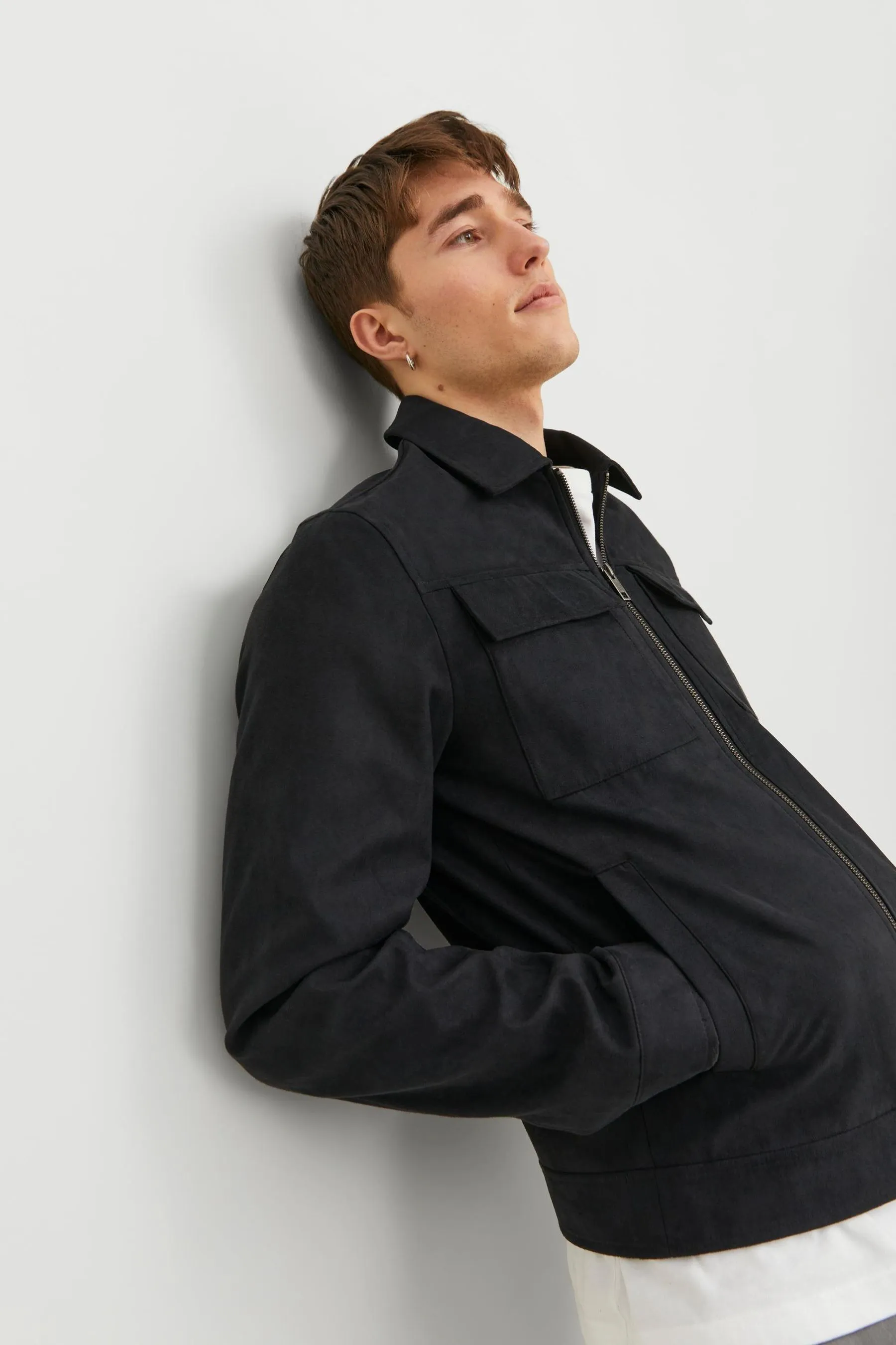 JACK & JONES - Giacca multitasche in pelle sintetica con zip