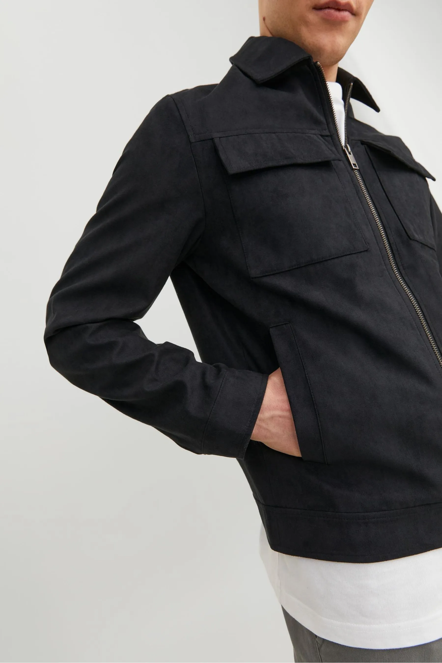 JACK & JONES - Giacca multitasche in pelle sintetica con zip