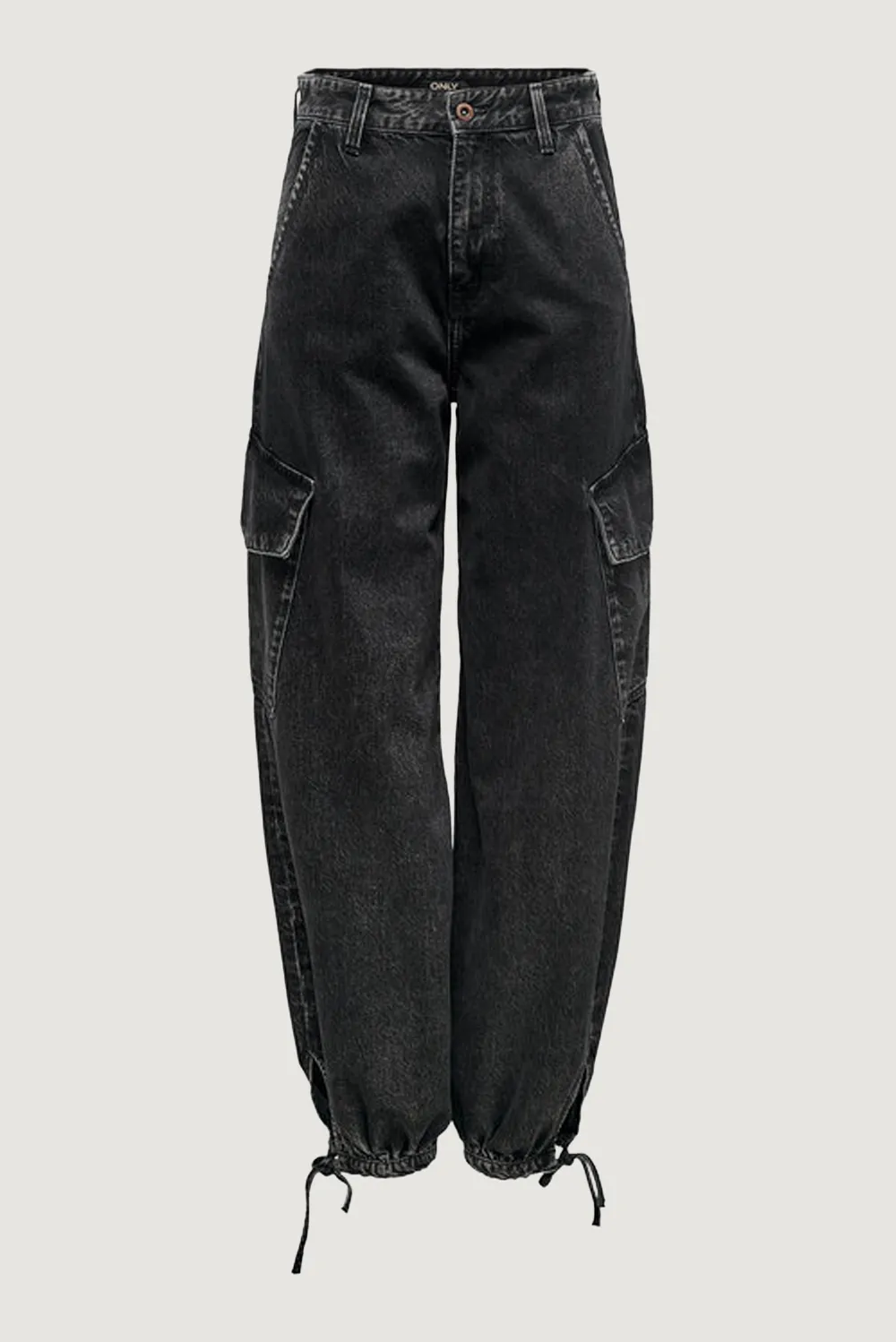 Jeans baggy Only ONLPERNILLE HW CARGO JOGGER DNM CRO Nero