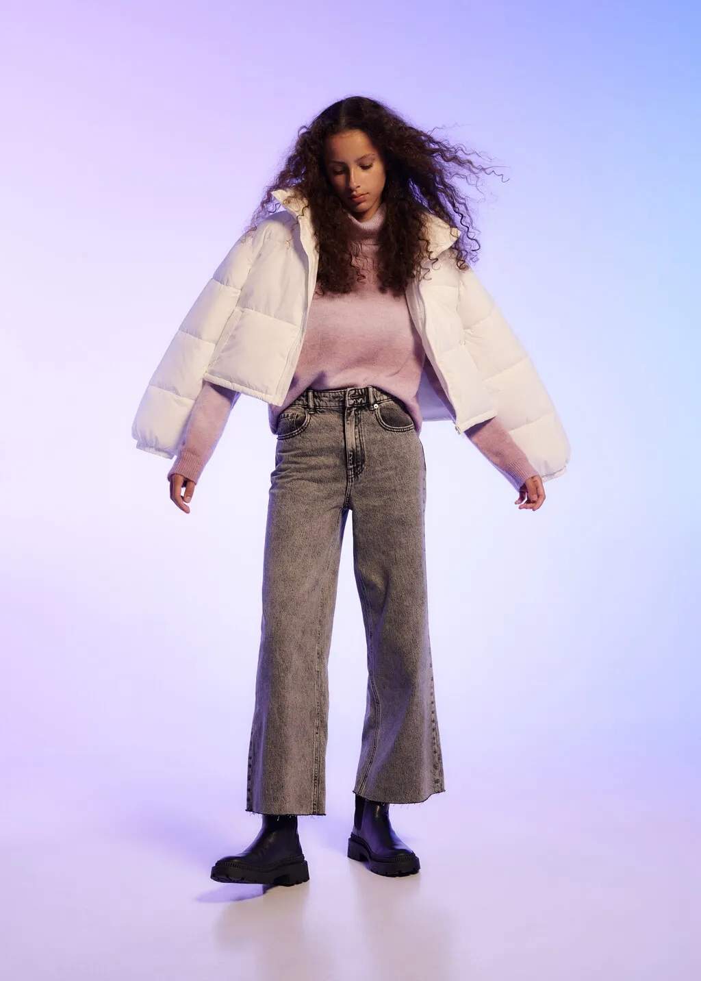 Jeans culotte bordo inferiore sfilacciato