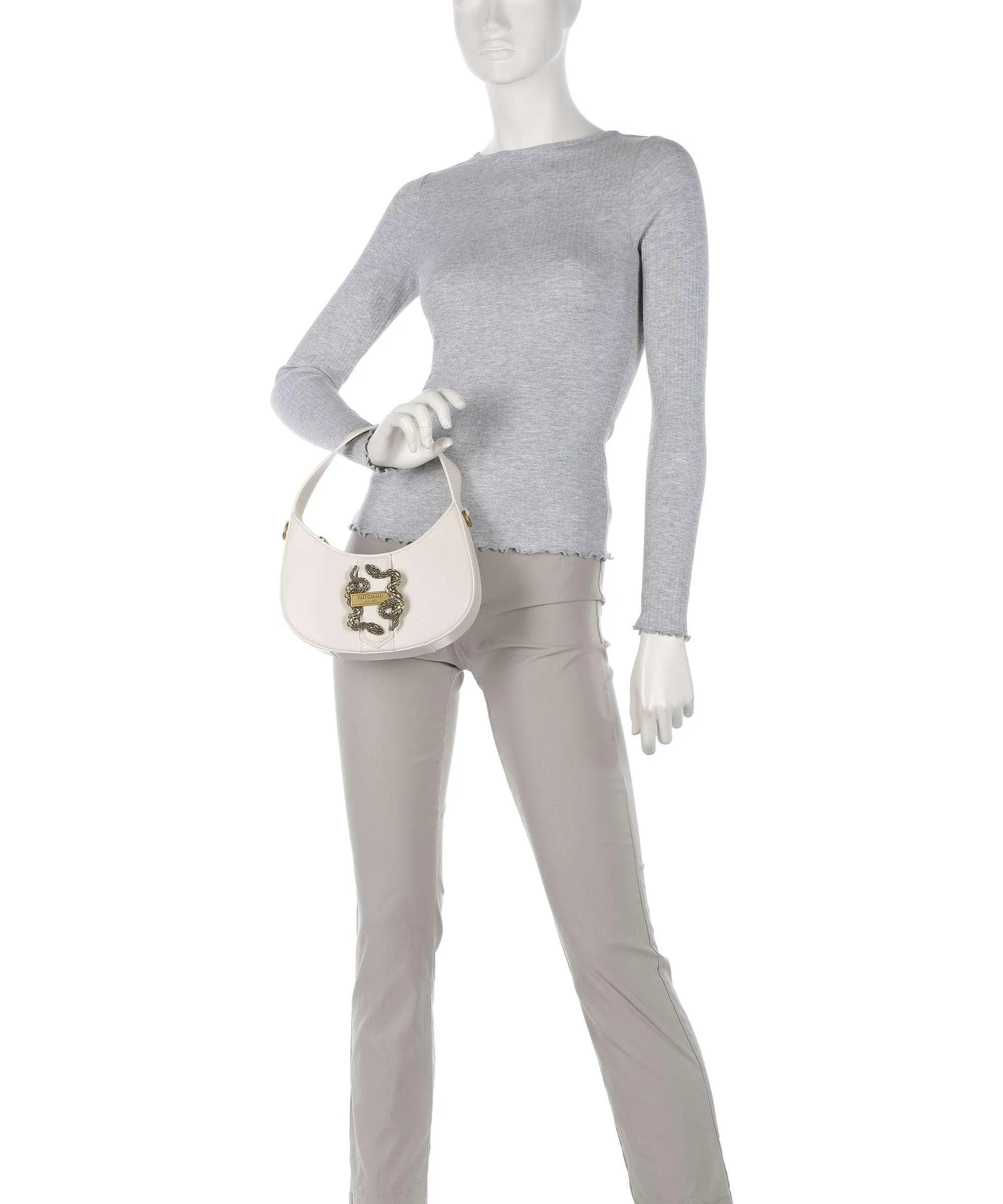  Just Cavalli Iconic Snake Style 6 Borsa a tracolla pelle sintetica bianco  