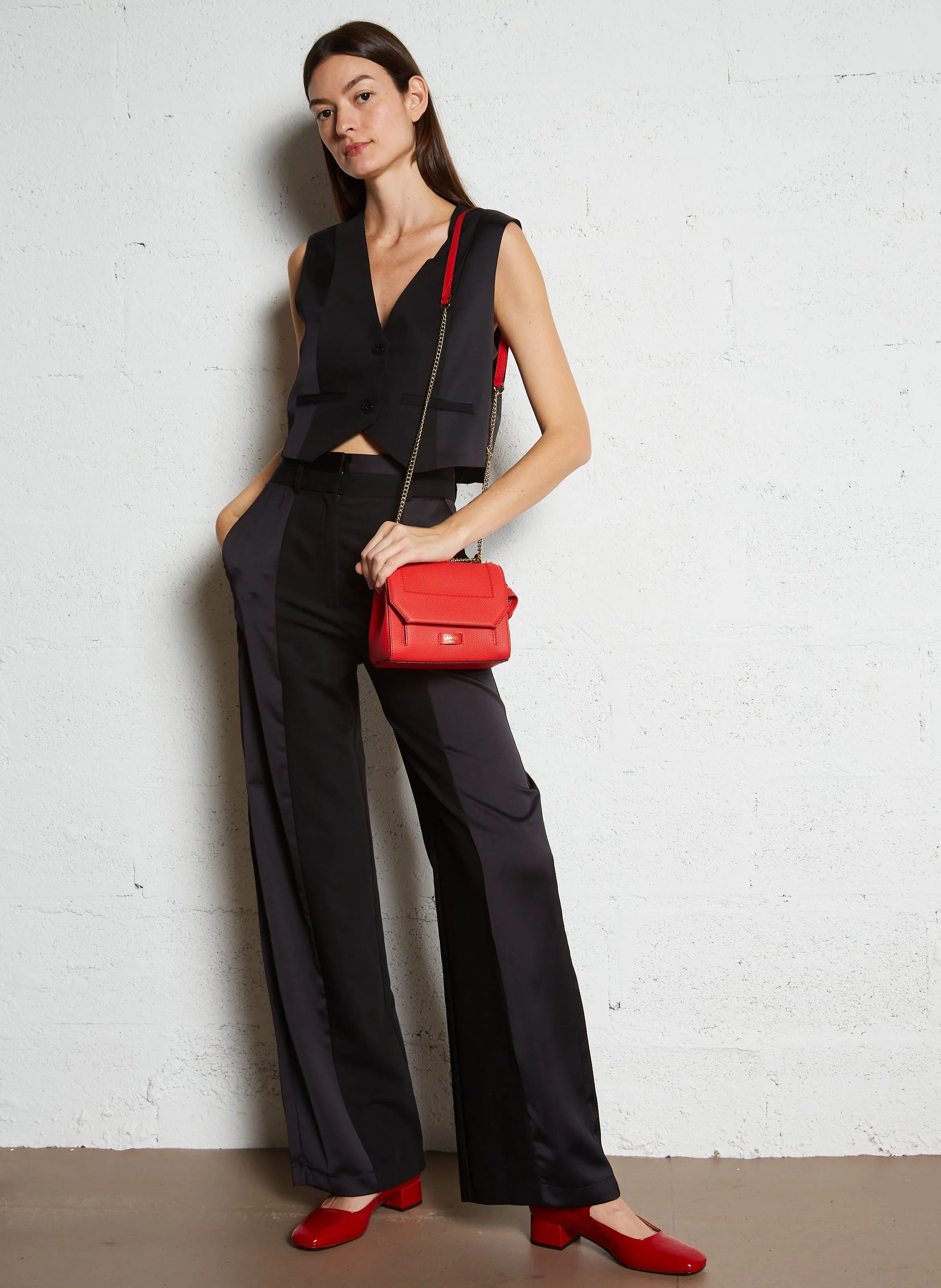  LANCEL   NINON S - Borsa con patella piccola in pelle martellata | Rosso