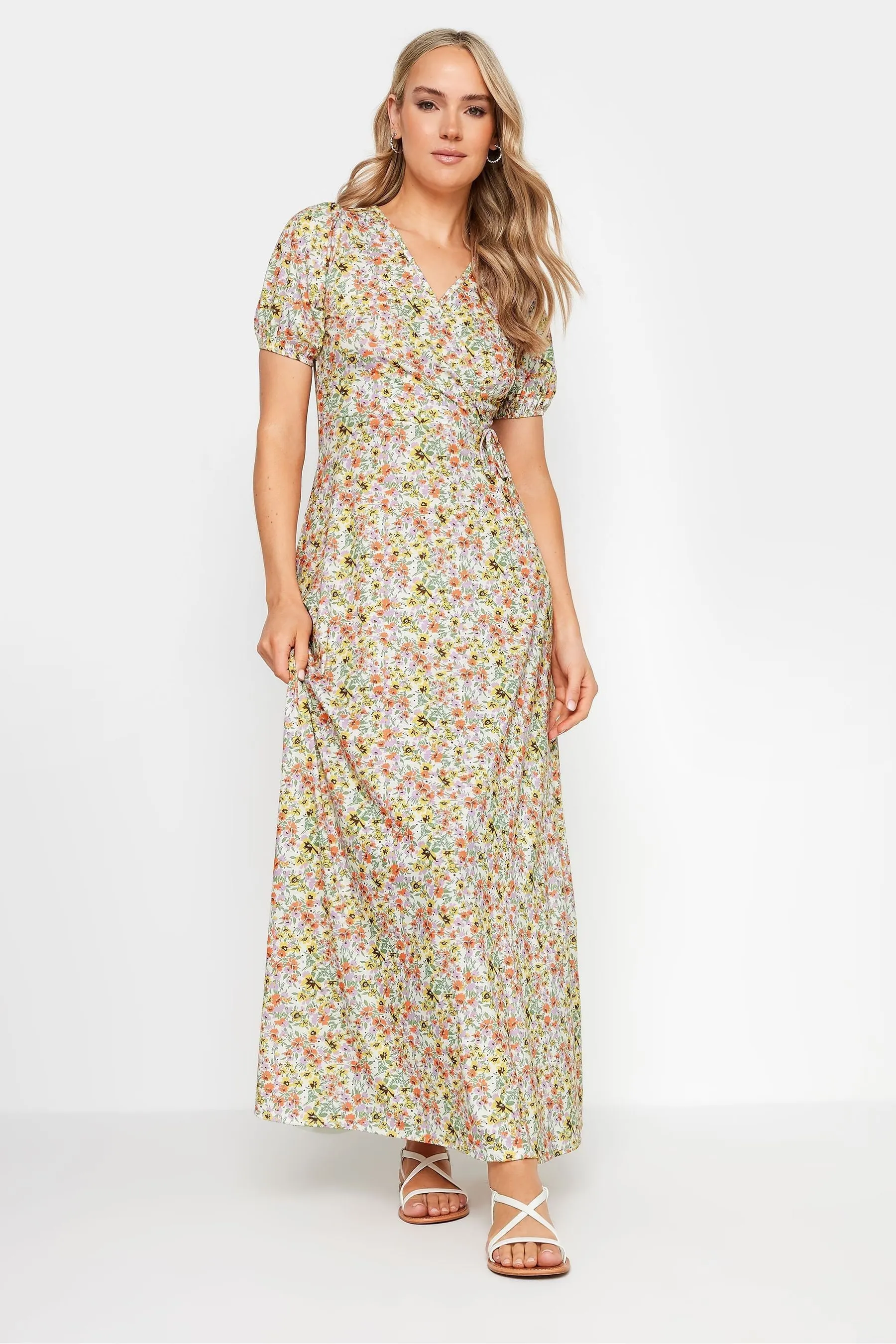 Long Tall Sally - Abito maxi a portafoglio pastello con Floreale vintage